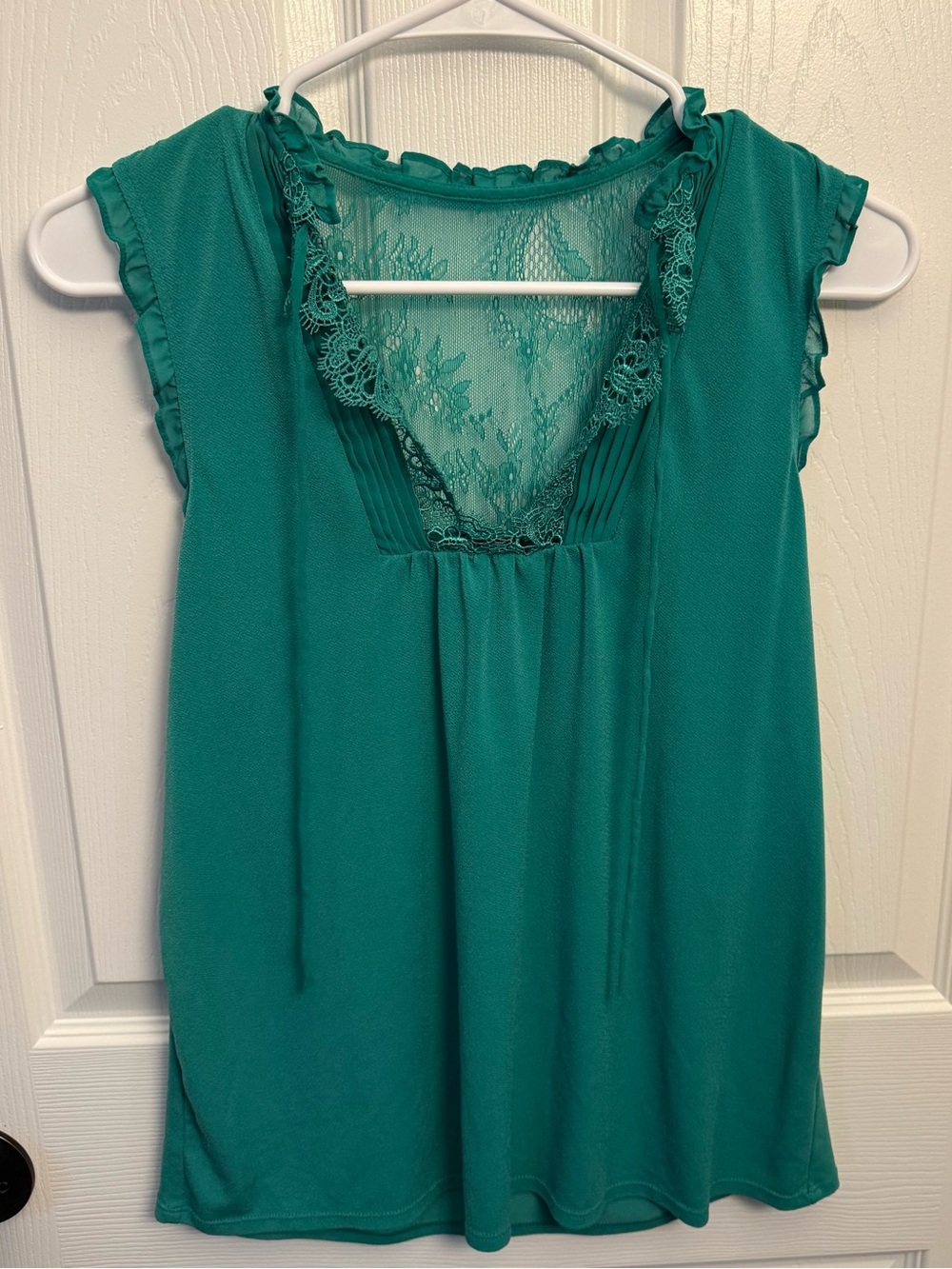 Express Lace Ruffle Blouse Teal Y2K Top